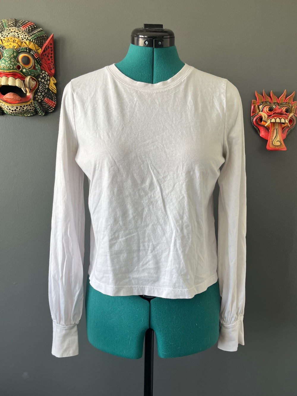 Boxy fit long sleeve shirt with bishop sleeves